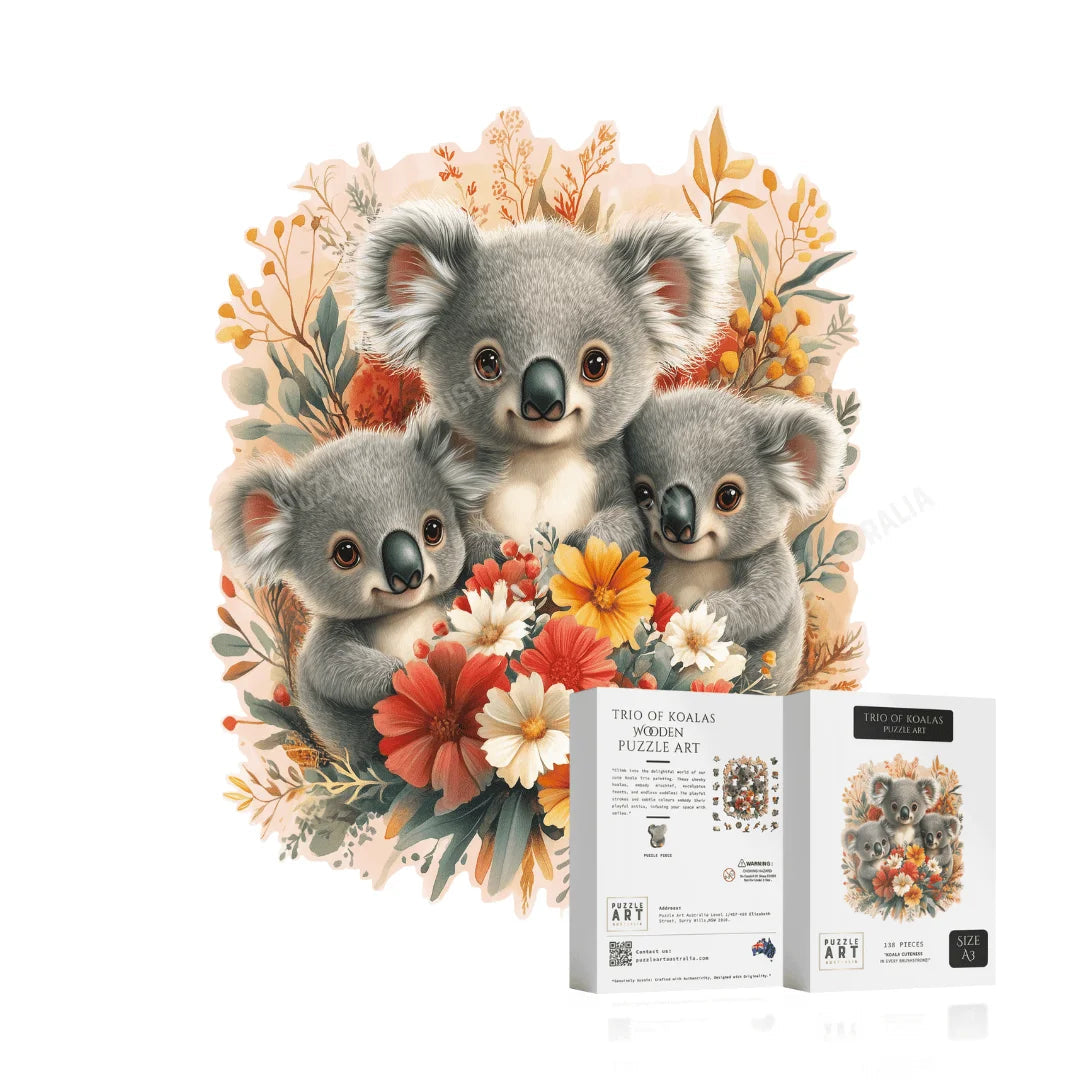 Trio of Koalas Wooden Puzzle Puzzle Art Australia