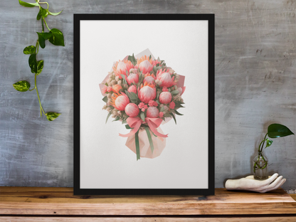 Native Bouquet puzzle from the Blooms & Beauty bundle framed on a wooden desk