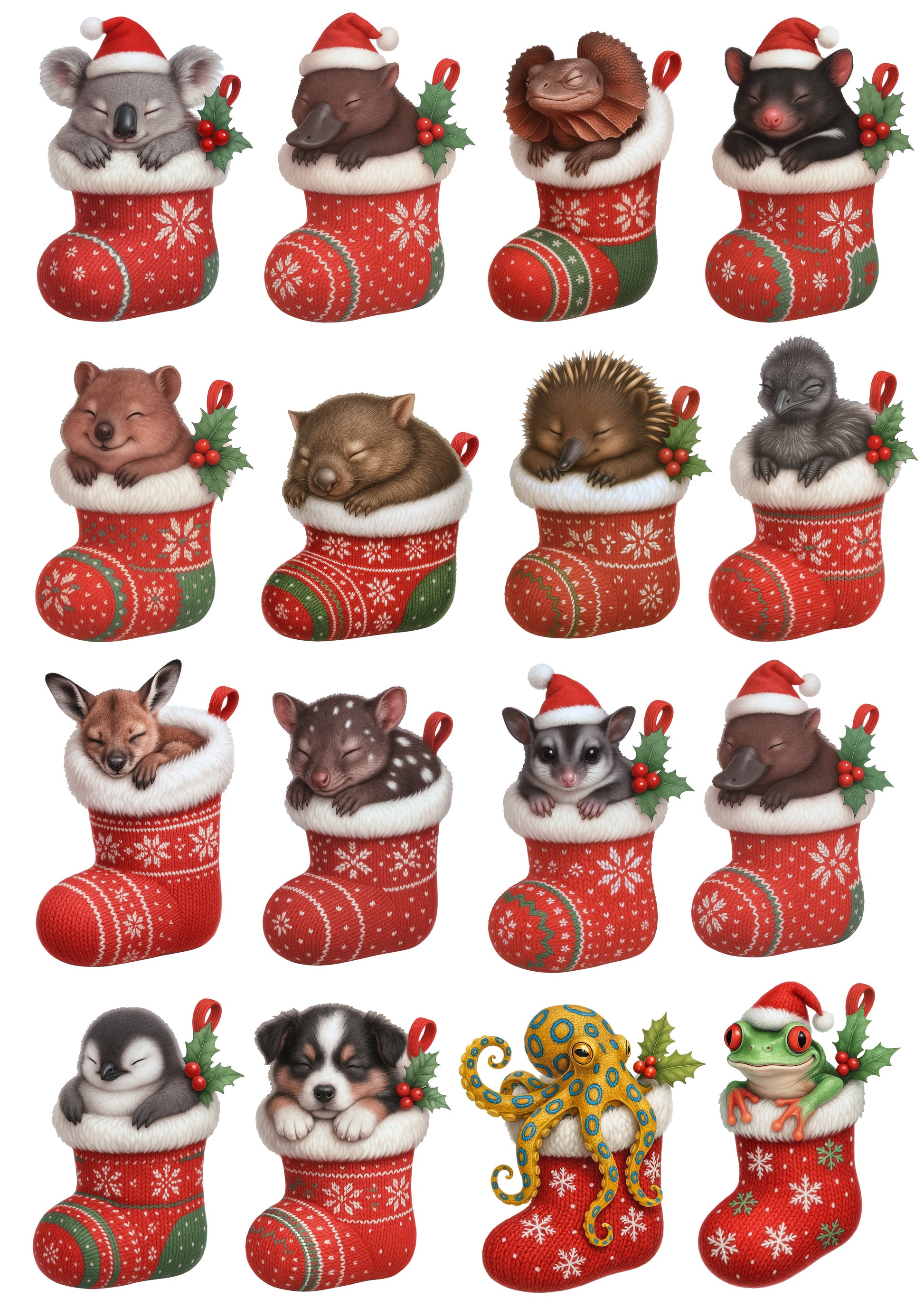 16 Xmas Stockings Puzzle Art Australia