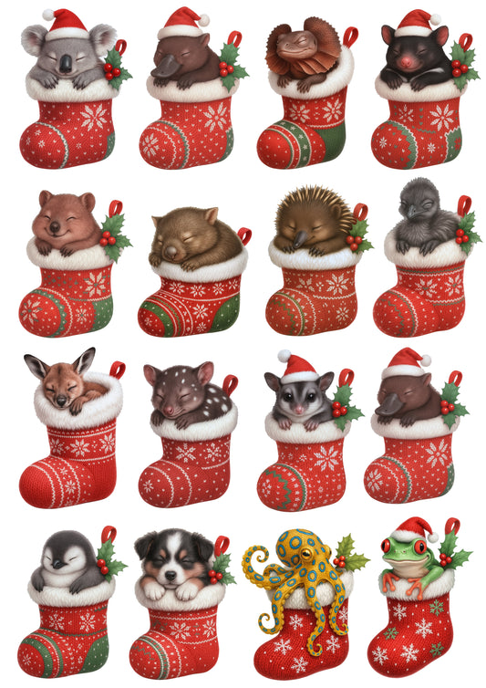 16 Xmas Stockings Puzzle Art Australia