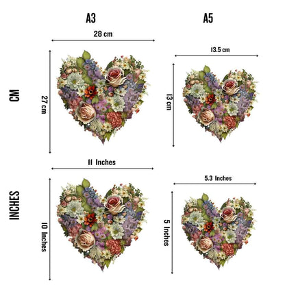 Floral Heart Wooden Puzzle
