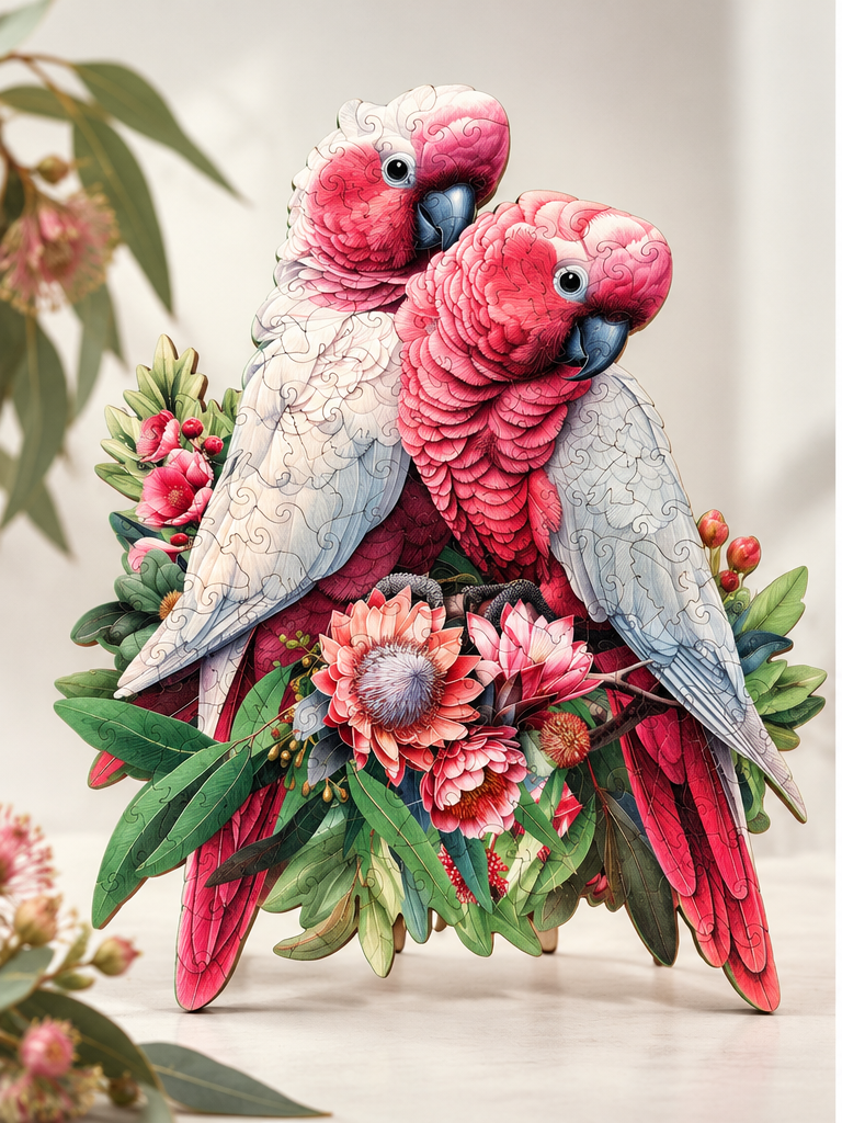 Galah Pair Wooden Puzzle Puzzle Art Australia