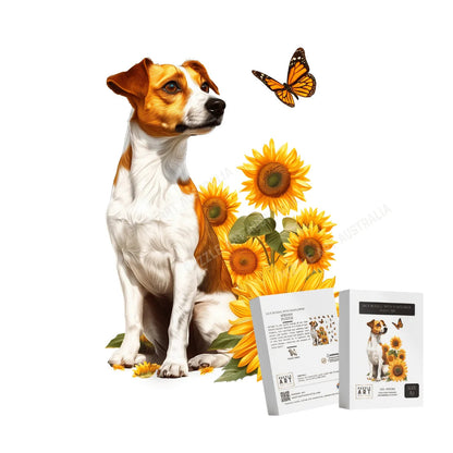 Jack Russell With Sunflower Wooden Puzzle Puzzle Art Australia