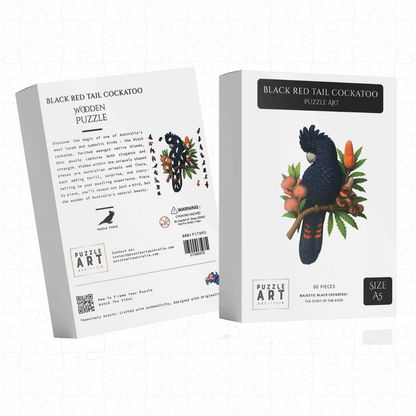 Black Cockatoo Red Tail Puzzle Art Australia