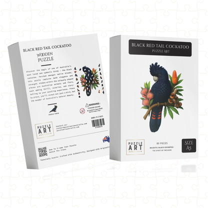 Black Cockatoo Red Tail Puzzle Art Australia