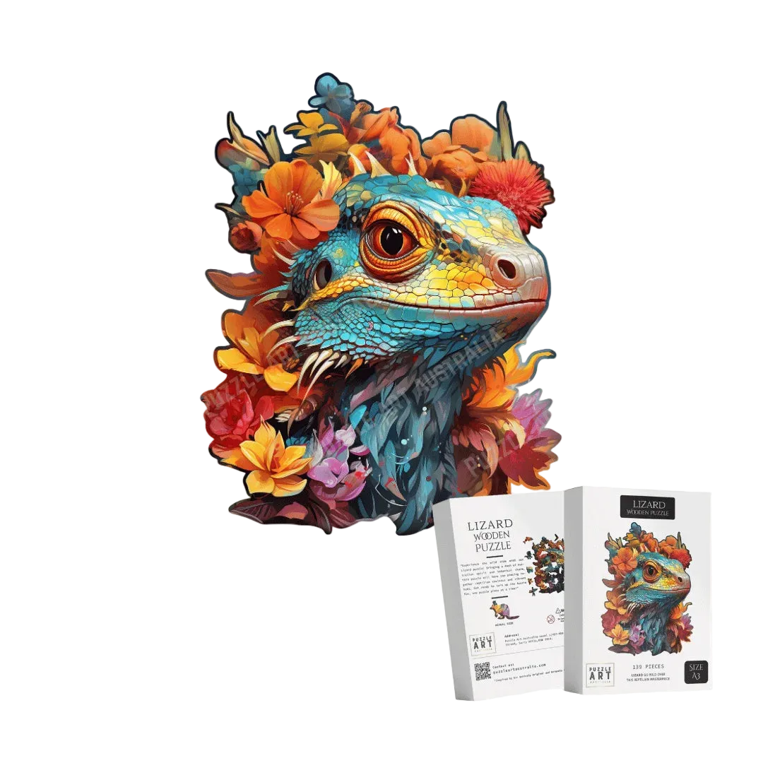 Botanical Lizard Portrait Wooden Puzzle Puzzle Art Australia