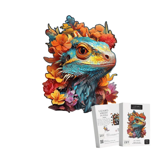 Botanical Lizard Portrait Wooden Puzzle Puzzle Art Australia