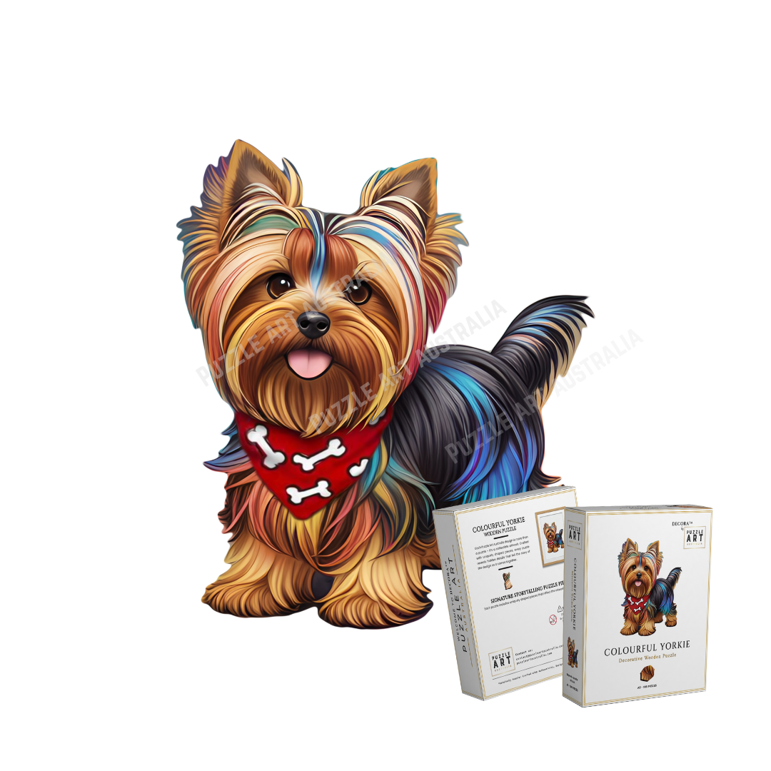 Colourful Yorkie ~ Decorative Wooden Puzzle Puzzle Art Australia